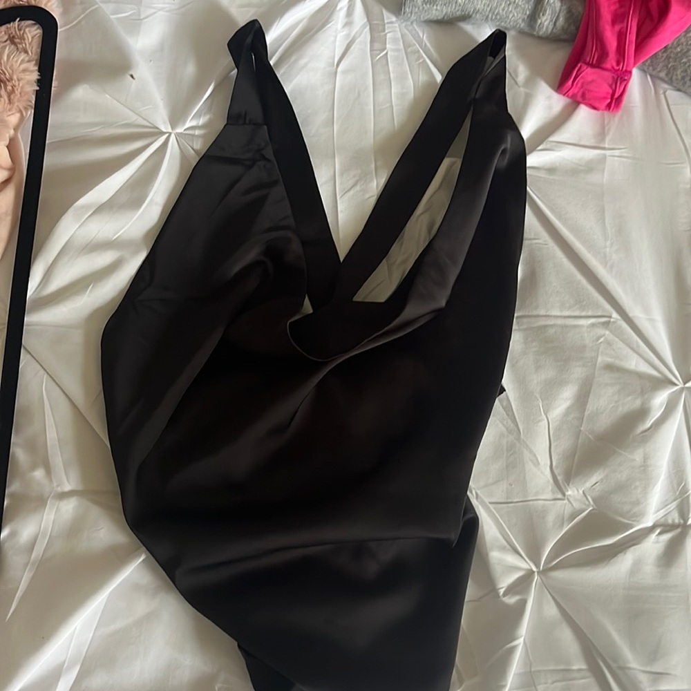 Super cute black drape backless top